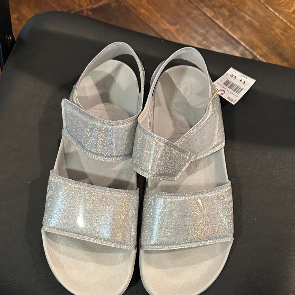 Adidas Silver Holographic Sandals